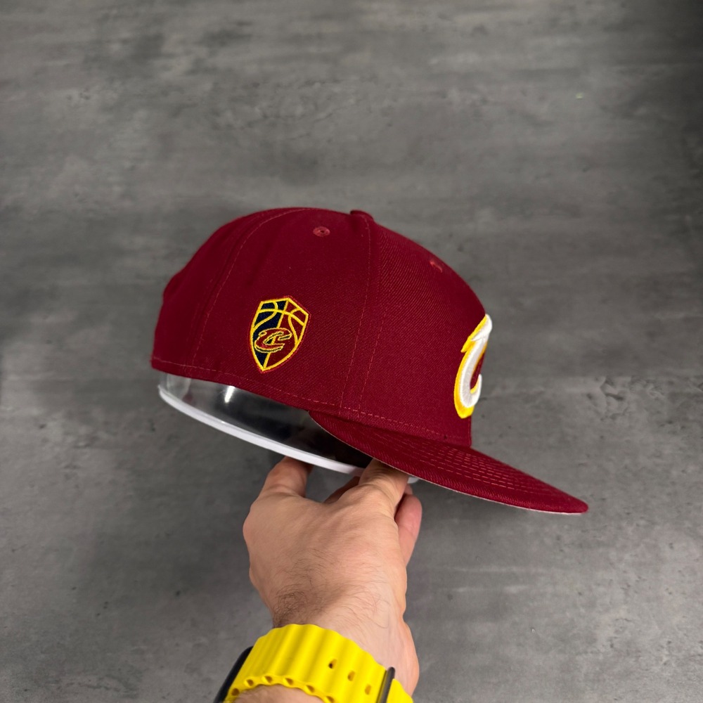 New Era Cleveland Cavaliers Snapback Hat Wine Red Big Logo NBA Hat Flat Brim - Picture 4 of 8